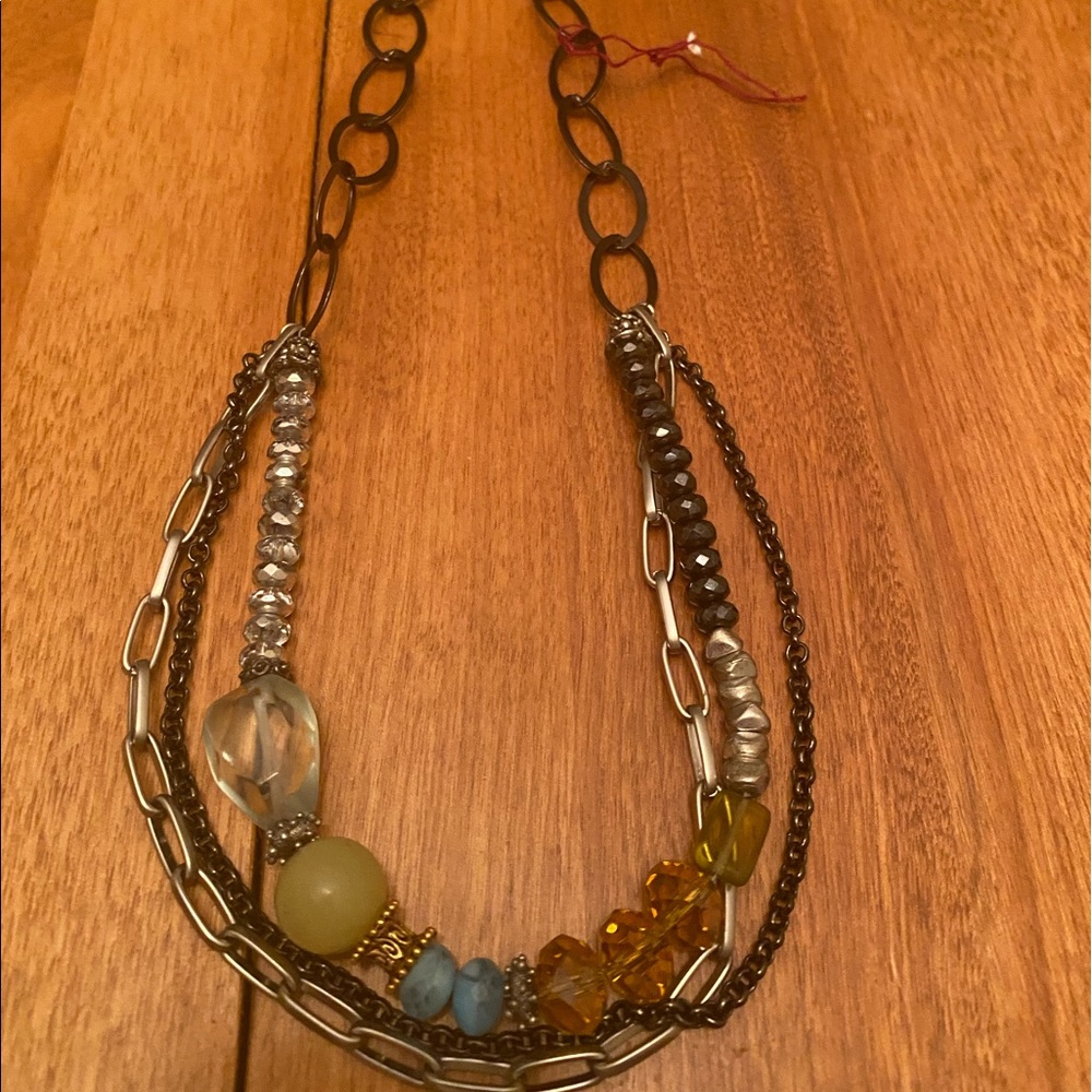Crystal sterling three strand necklace